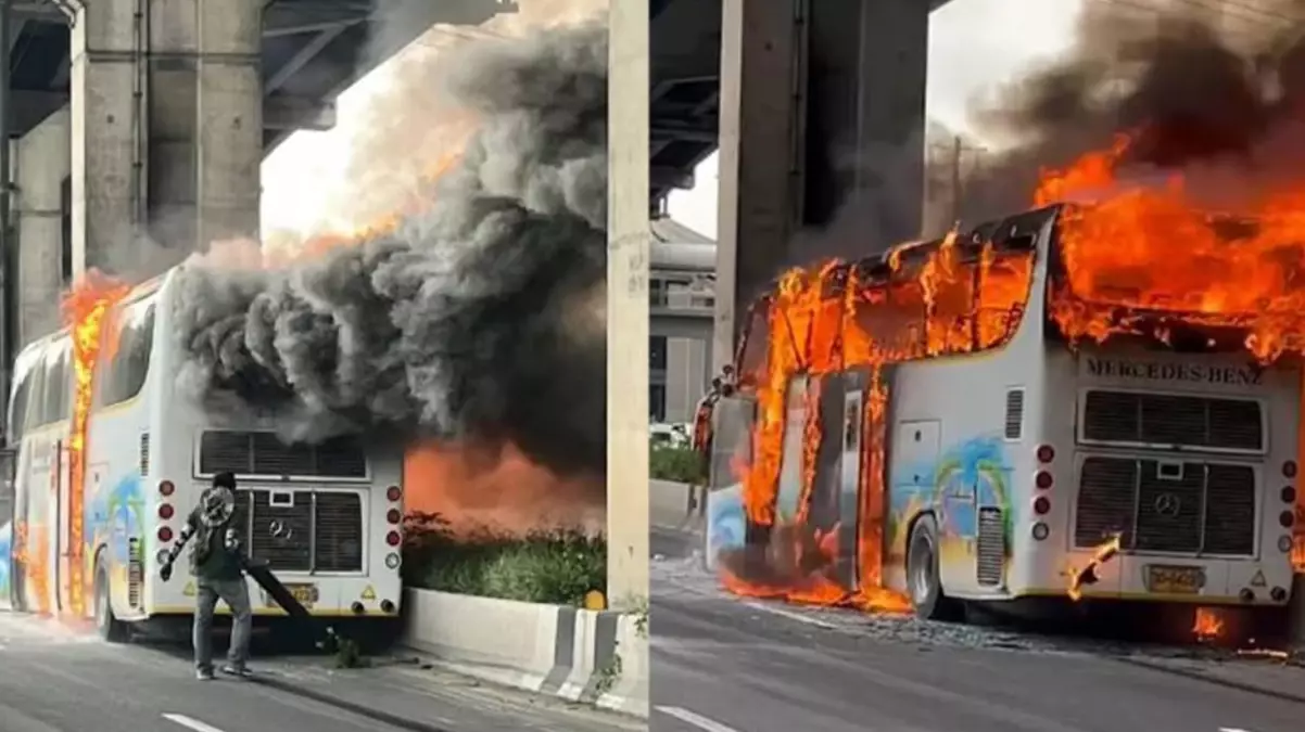 Bangkok’ta öğrenci ve öğretmenleri taşıyan otobüs alev aldı! 25 kişi öldü