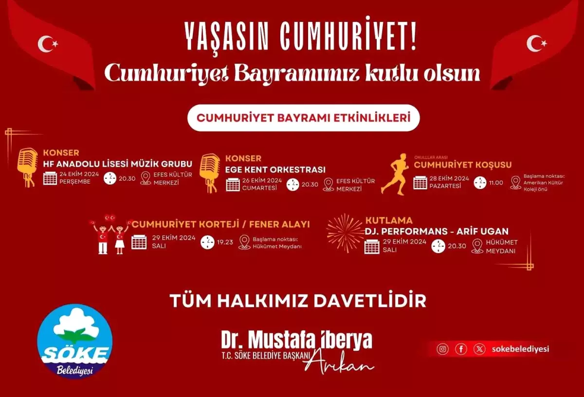 Söke’de Cumhuriyet Bayramı’nın 101. Yıldönümü Kutlamaları